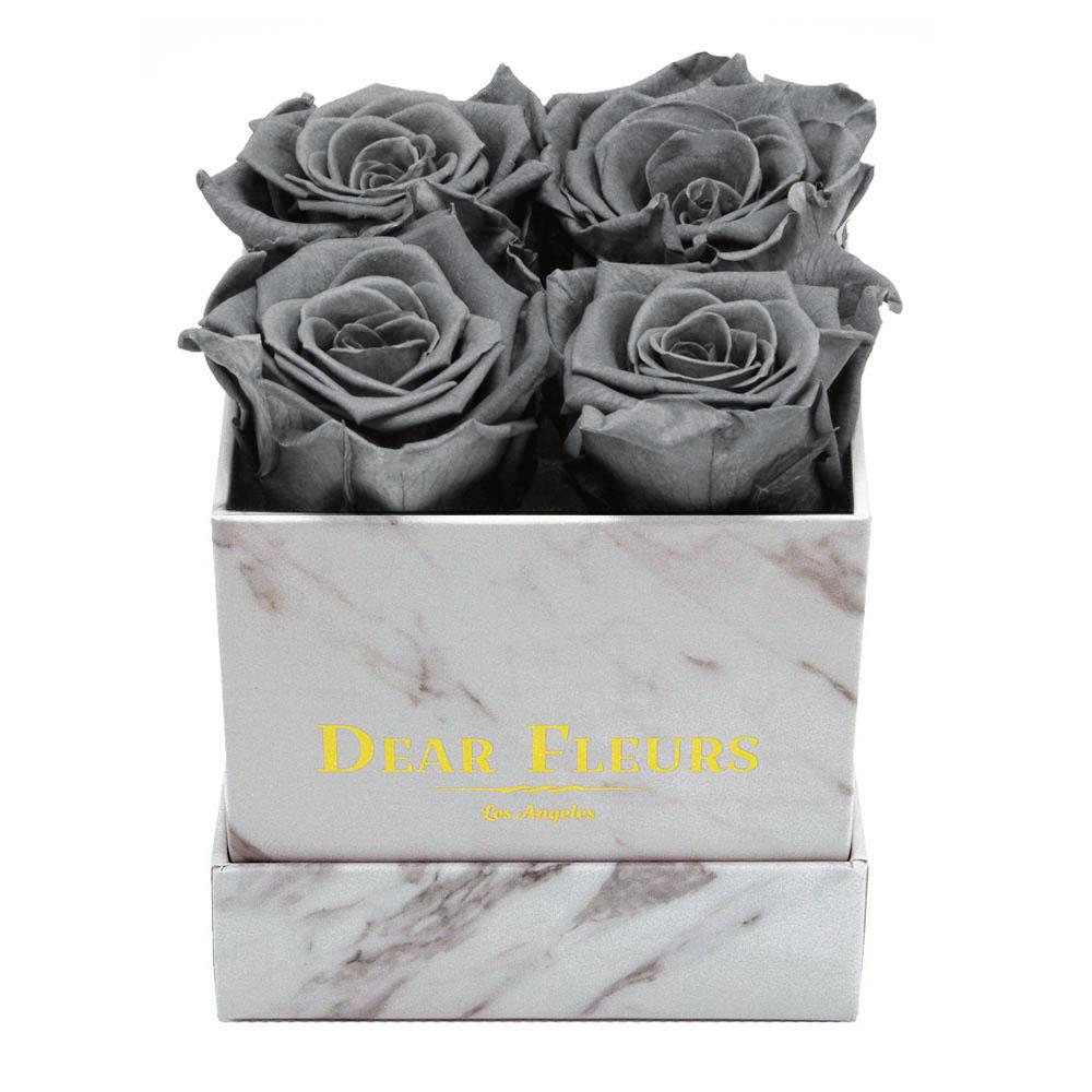 Dear Fleurs Small Square Roses Gray Small Square Roses - Marble Box