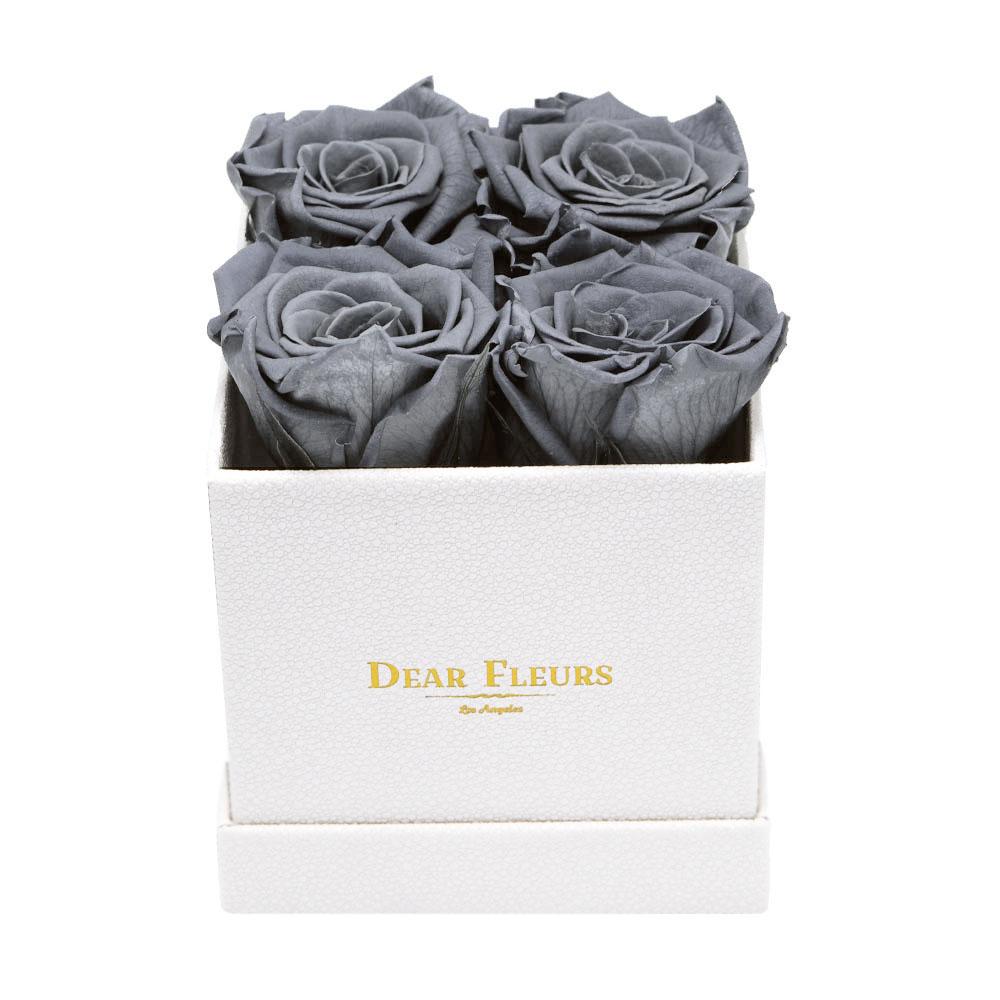 Dear Fleurs Small Square Roses Gray Small Square Roses - White Box