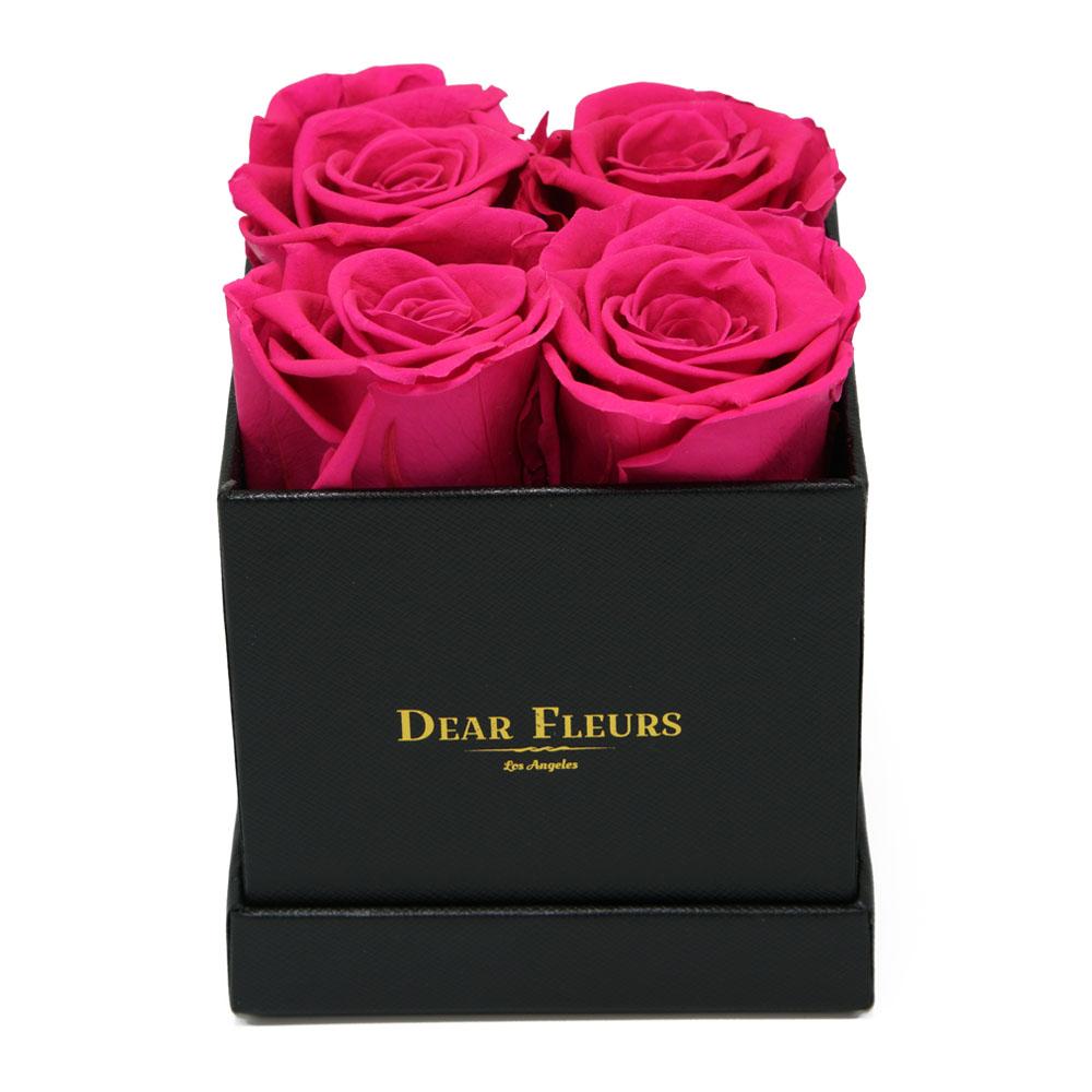 Dear Fleurs Small Square Roses Hot Pink Small Square Roses - Black Box