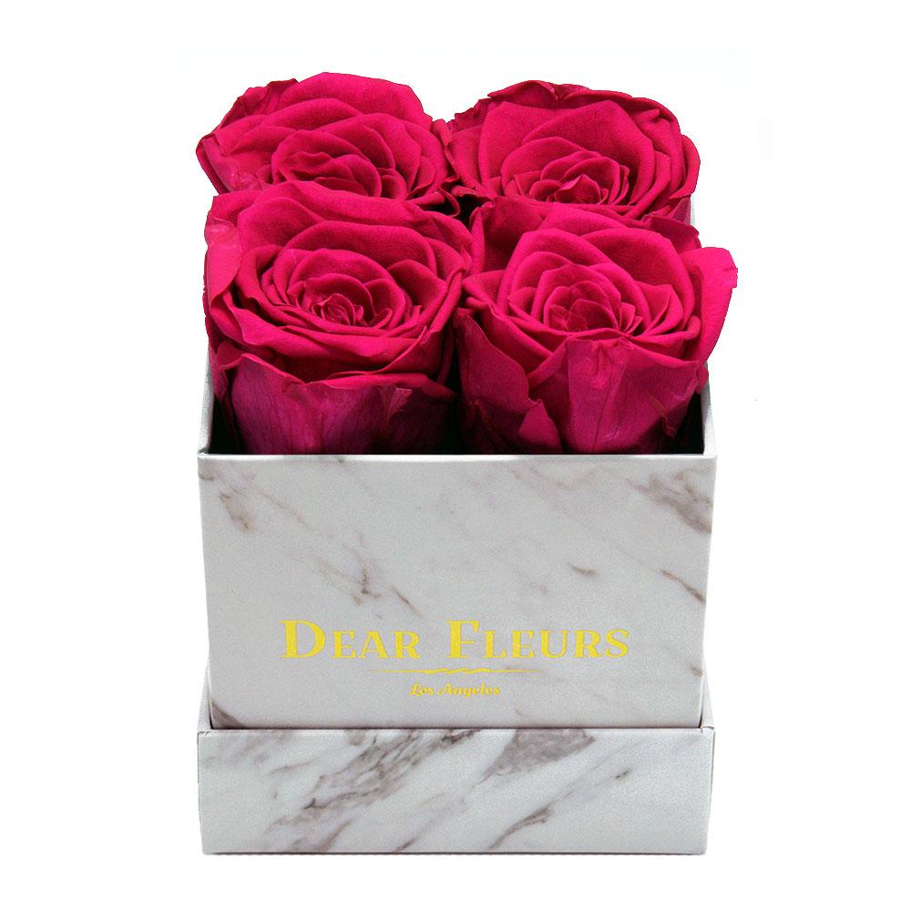 Dear Fleurs Small Square Roses Hot Pink Small Square Roses - Marble Box
