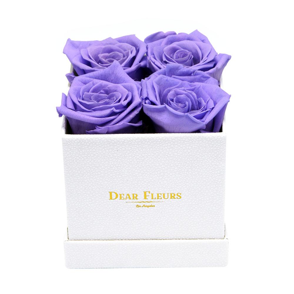 Dear Fleurs Small Square Roses Lavender Small Square Roses - White Box