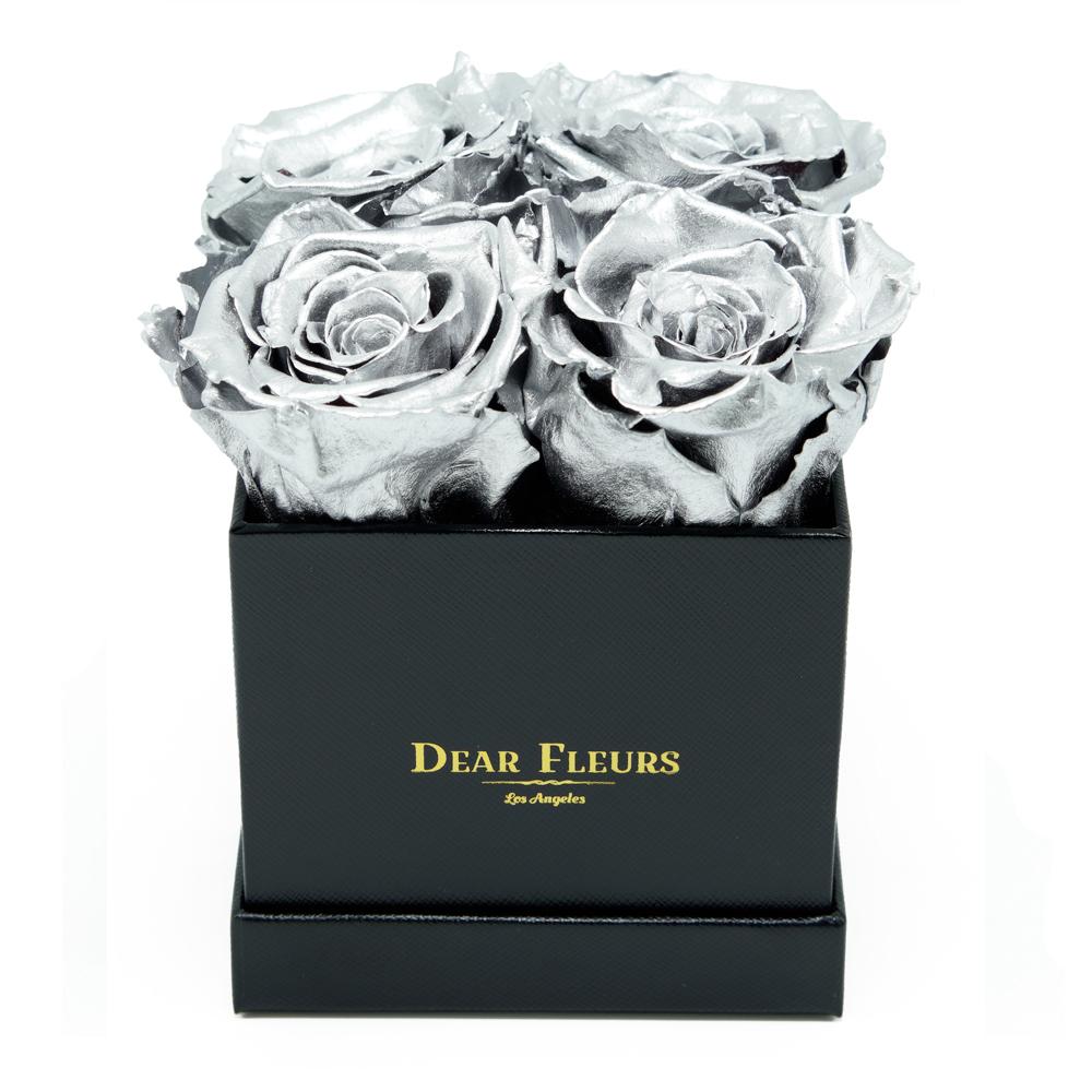 Dear Fleurs Small Square Roses Metal Silver Small Square Roses - Black Box
