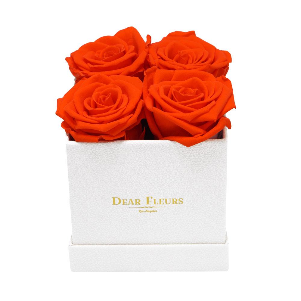 Dear Fleurs Small Square Roses Orange Small Square Roses - White Box