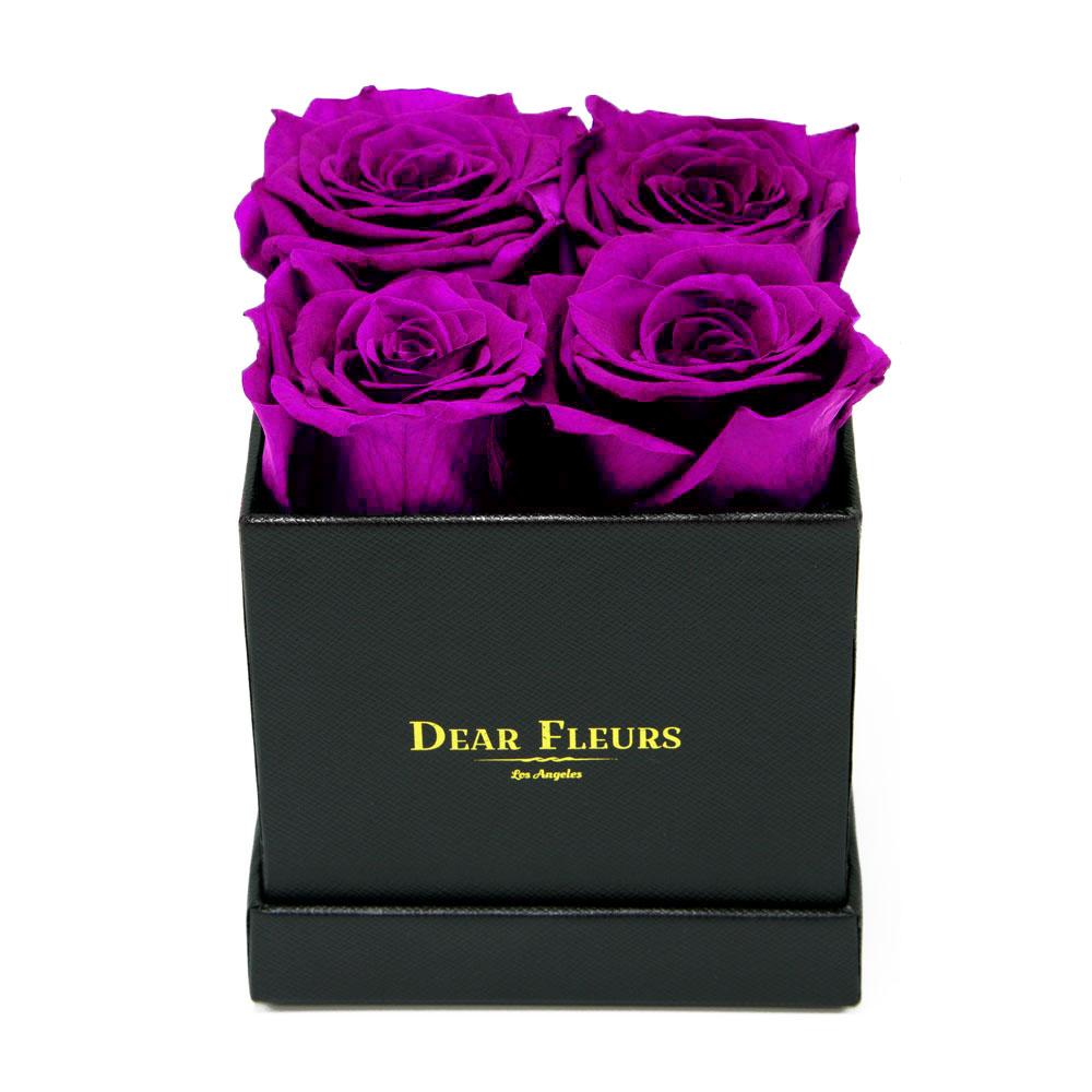 Dear Fleurs Small Square Roses Purple Small Square Roses - Black Box