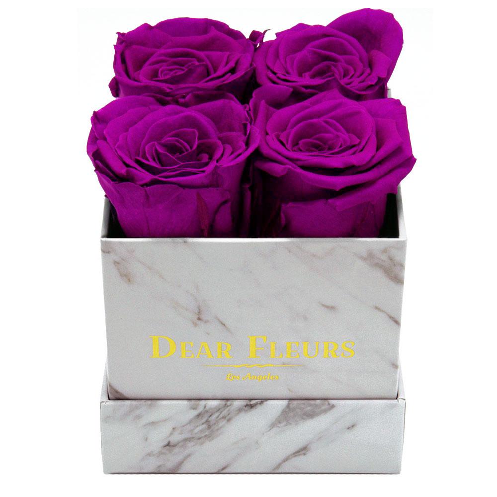 Dear Fleurs Small Square Roses Purple Small Square Roses - Marble Box