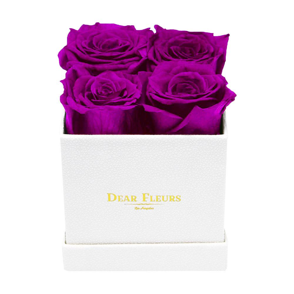 Dear Fleurs Small Square Roses Purple Small Square Roses - White Box