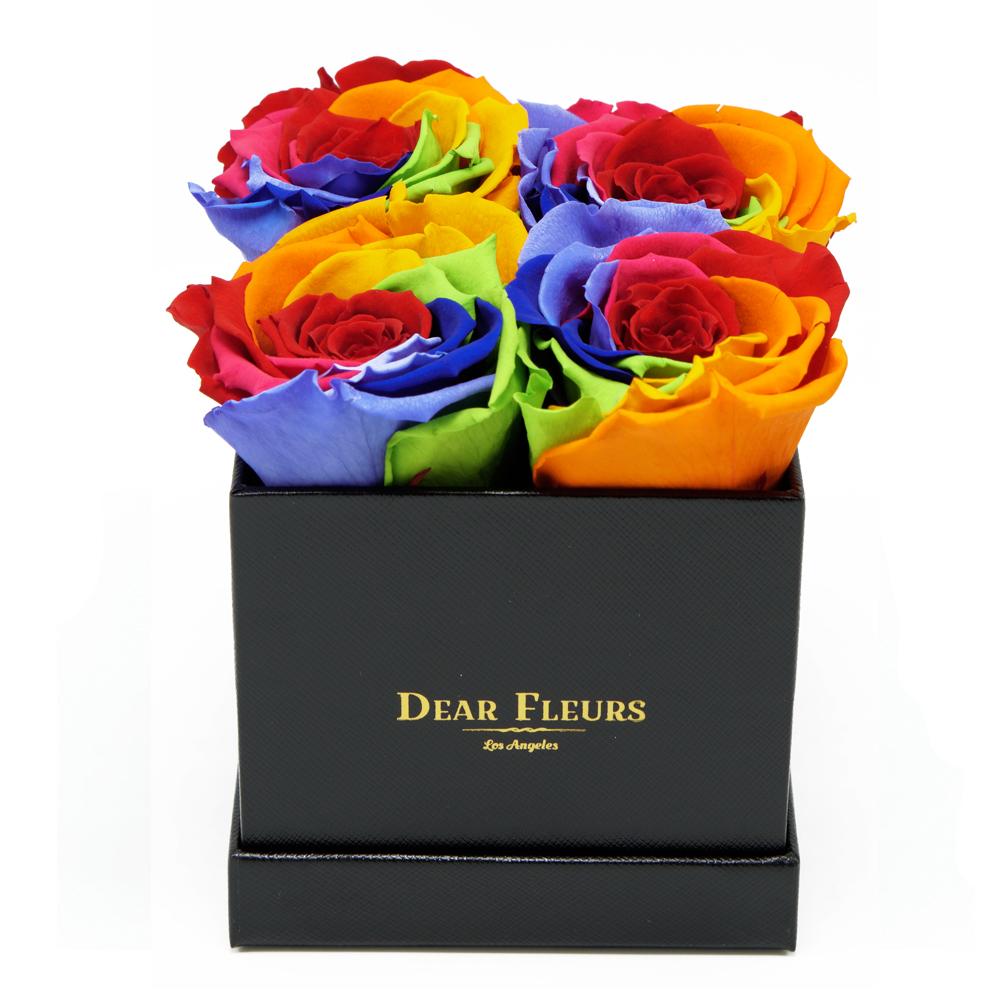 Dear Fleurs Small Square Roses Rainbow Small Square Roses - Black Box