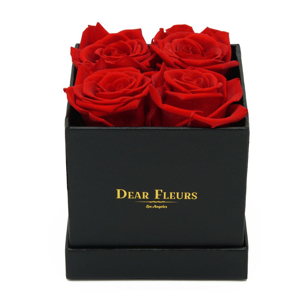 Dear Fleurs Small Square Roses Red Small Square Roses - Black Box