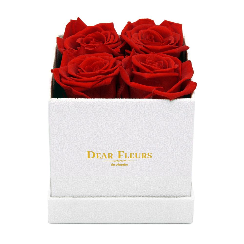 Dear Fleurs Small Square Roses Red Small Square Roses - White Box