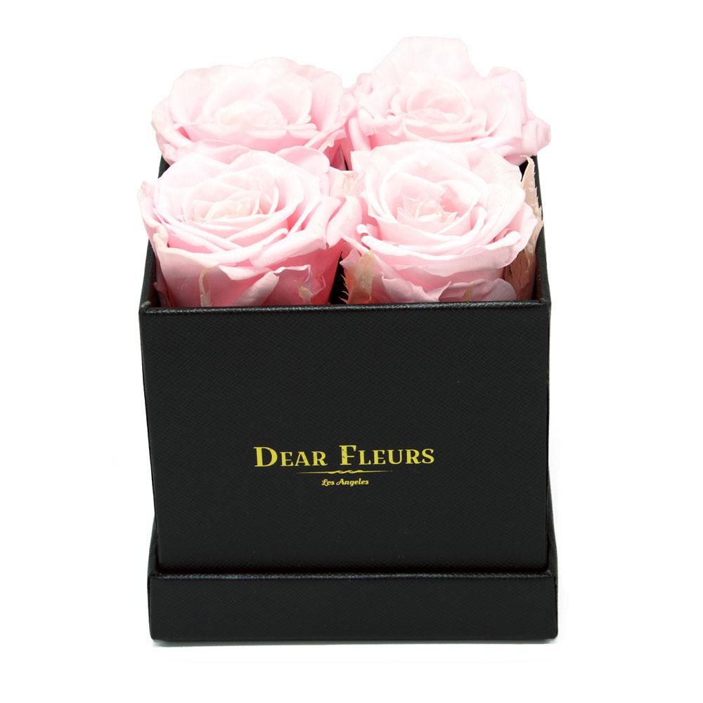 Dear Fleurs Small Square Roses Rose Quartz Pink Small Square Roses - Black Box
