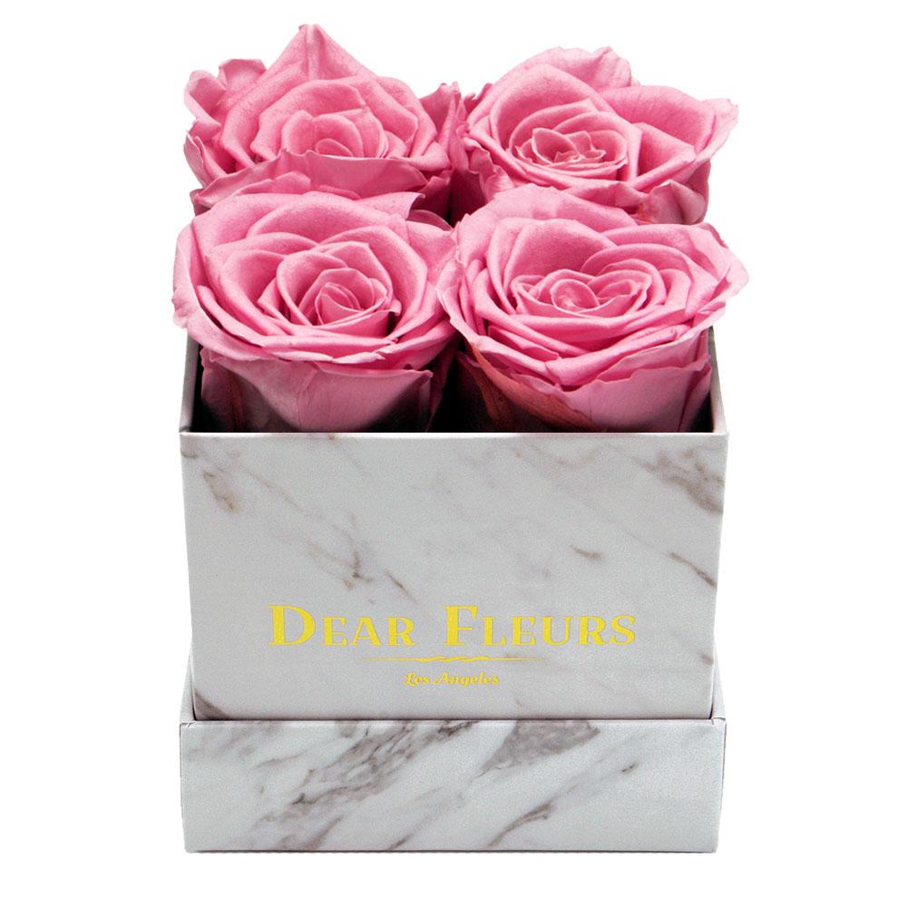 Dear Fleurs Small Square Roses Sweet Pink Small Square Roses - Marble Box