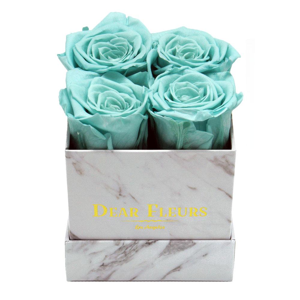 Dear Fleurs Small Square Roses Tiffany Blue Small Square Roses - Marble Box