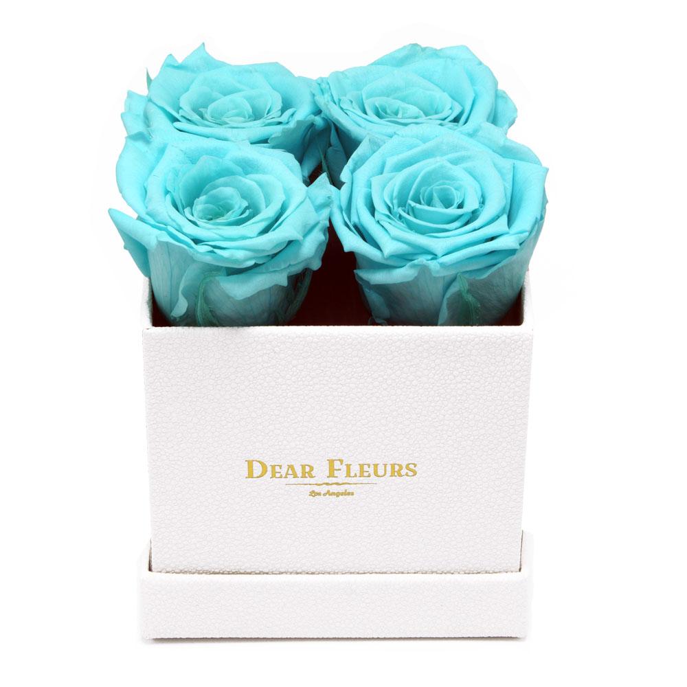 Dear Fleurs Small Square Roses Turquoise Small Square Roses - White Box