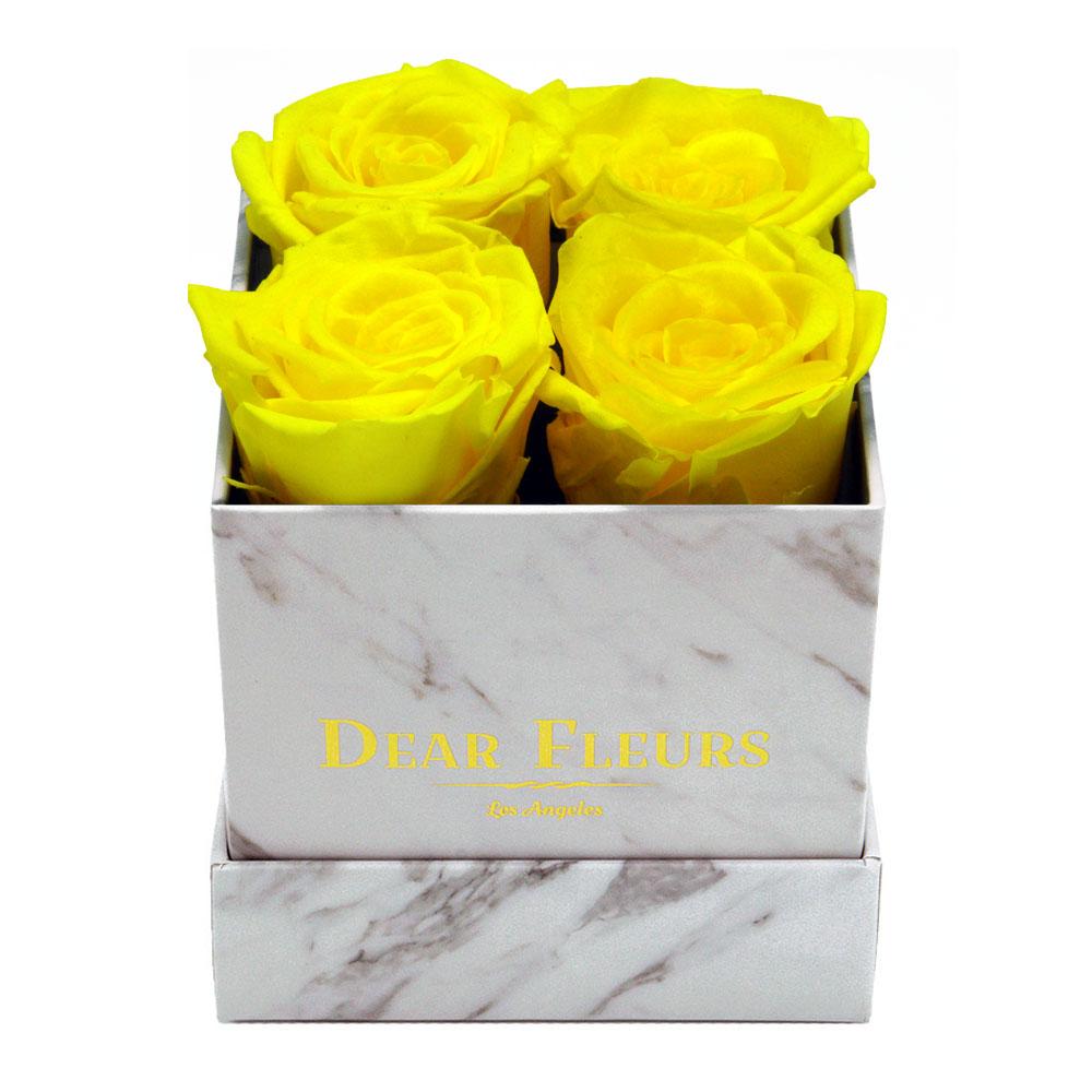 Dear Fleurs Small Square Roses Yellow Small Square Roses - Marble Box