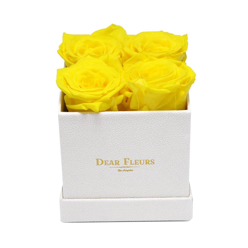 Dear Fleurs Small Square Roses Yellow Small Square Roses - White Box