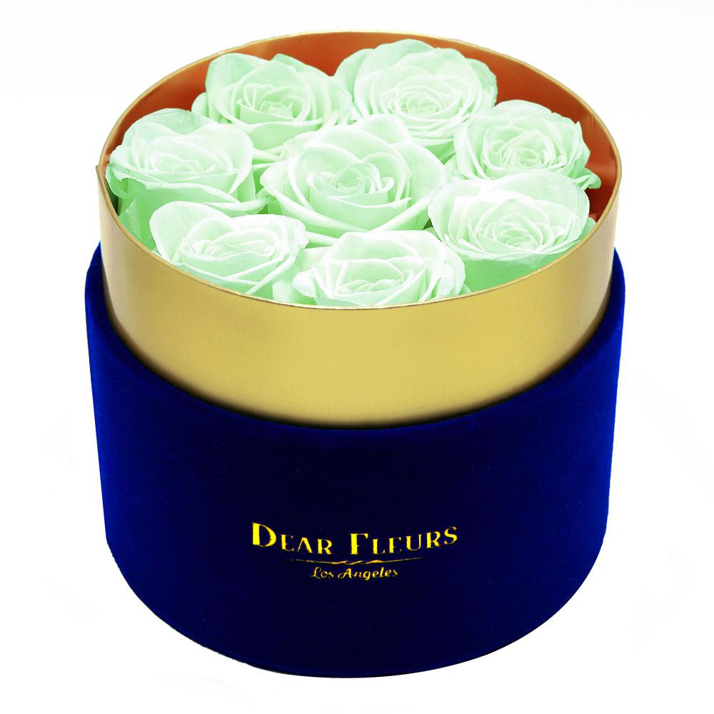 Dear Fleurs Small Velvet Roses Apple Green Small Velvet Roses - Blue Box