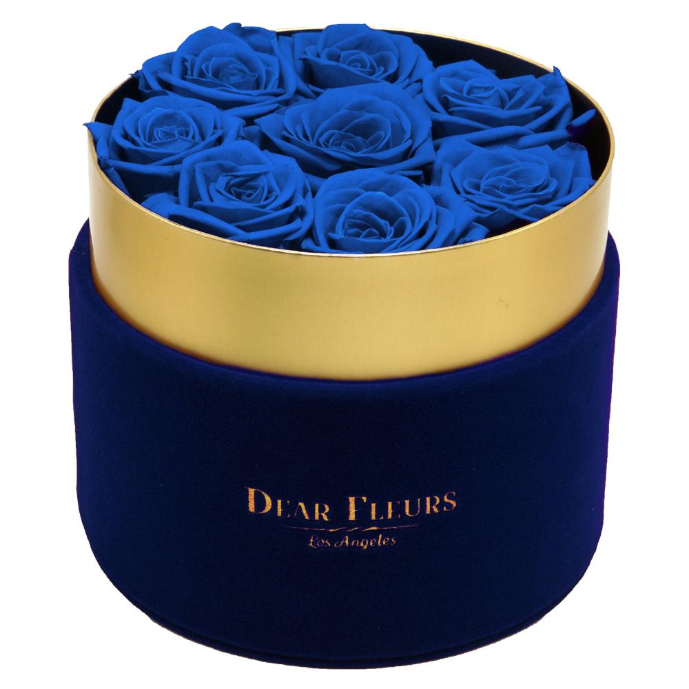Dear Fleurs Small Velvet Roses Azure Blue Small Velvet Roses - Blue Box