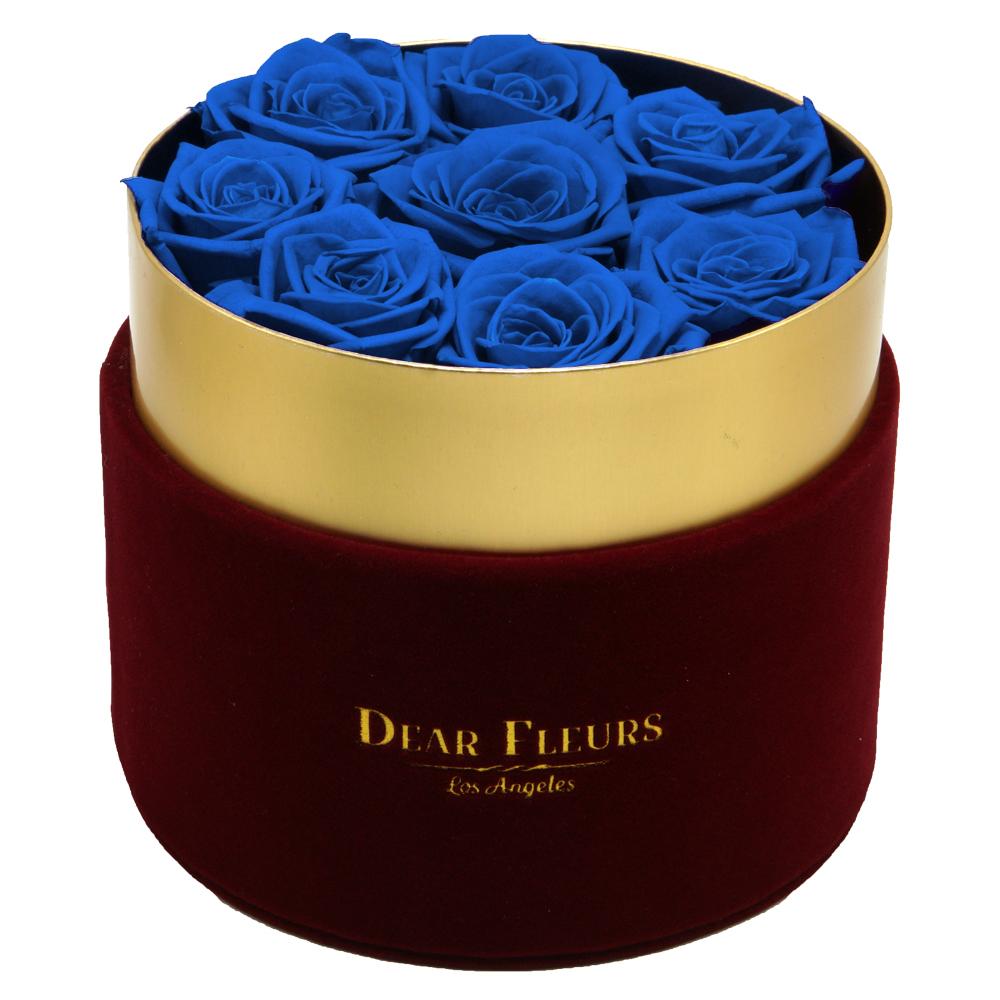Dear Fleurs Small Velvet Roses Azure Blue Small Velvet Roses - Red Box