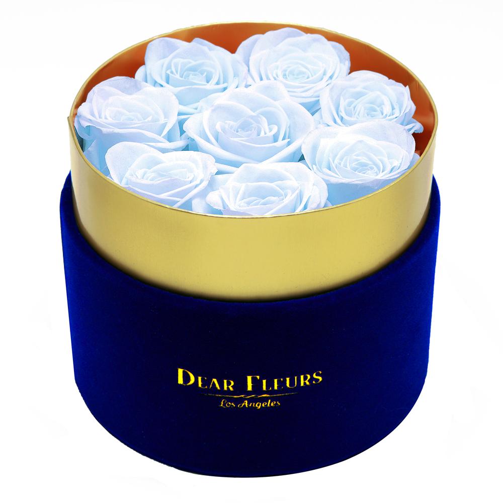 Dear Fleurs Small Velvet Roses Baby Blue Small Velvet Roses - Blue Box