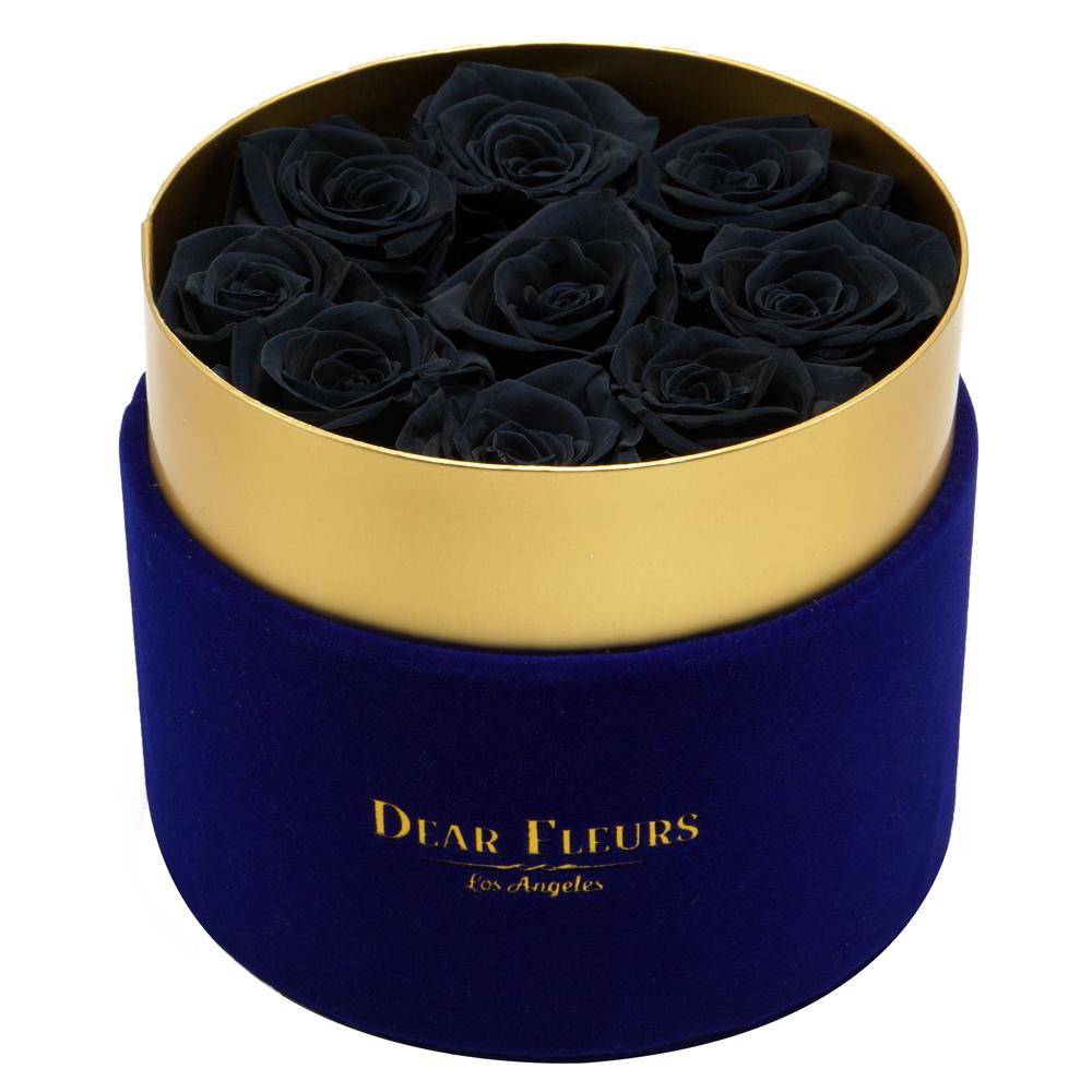 Dear Fleurs Small Velvet Roses Black Small Velvet Roses - Blue Box