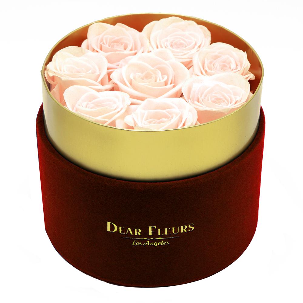 Dear Fleurs Small Velvet Roses Champagne Small Velvet Roses - Red Box