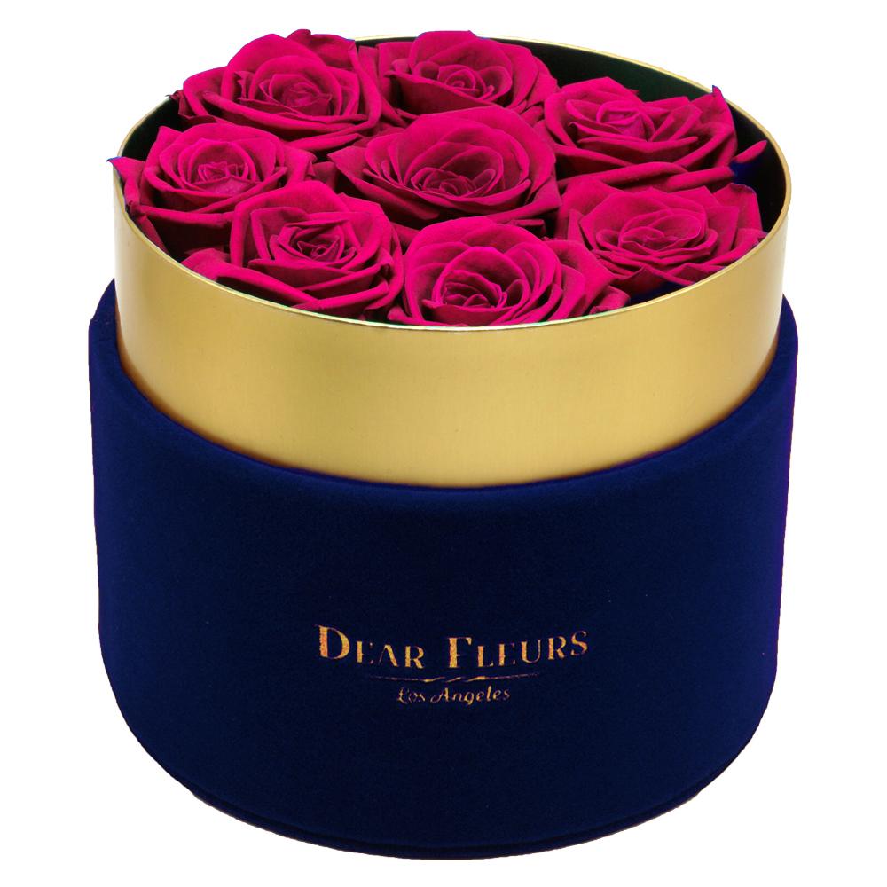 Dear Fleurs Small Velvet Roses Hot Pink Small Velvet Roses - Blue Box
