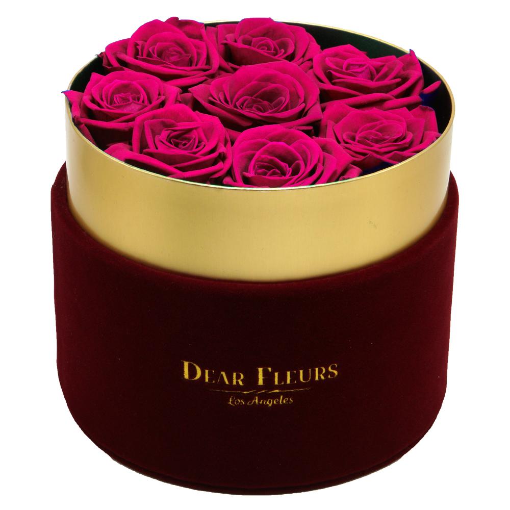 Dear Fleurs Small Velvet Roses Hot Pink Small Velvet Roses - Red Box