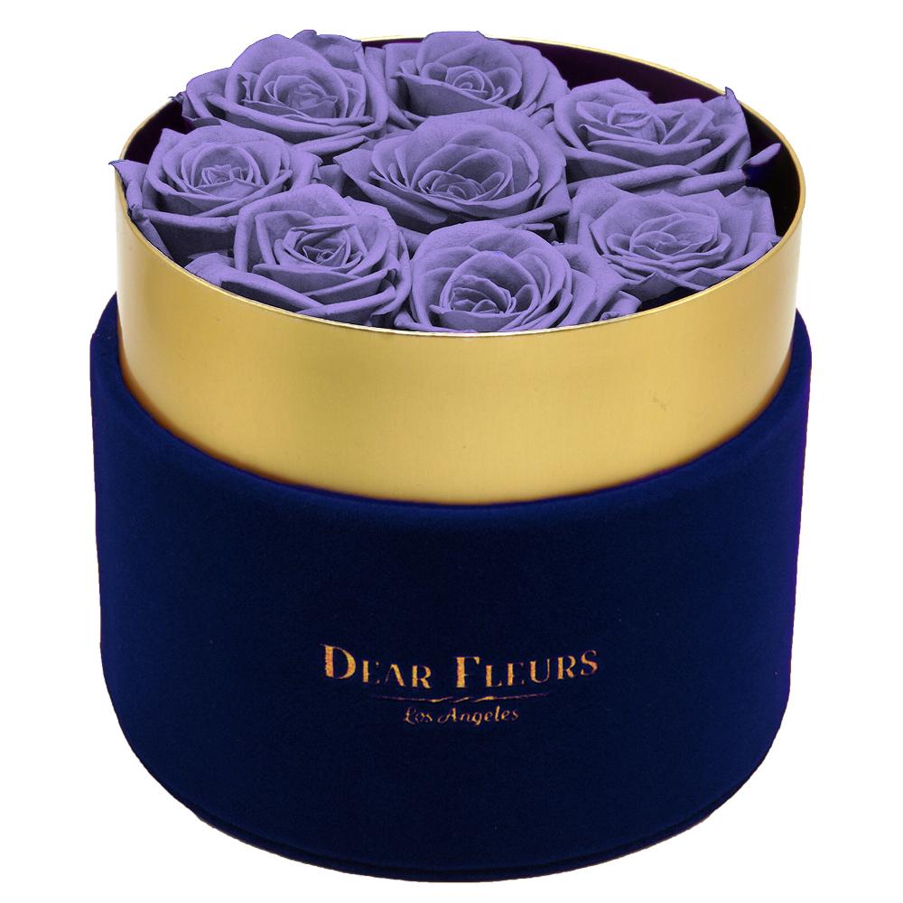 Dear Fleurs Small Velvet Roses Lavender Small Velvet Roses - Blue Box