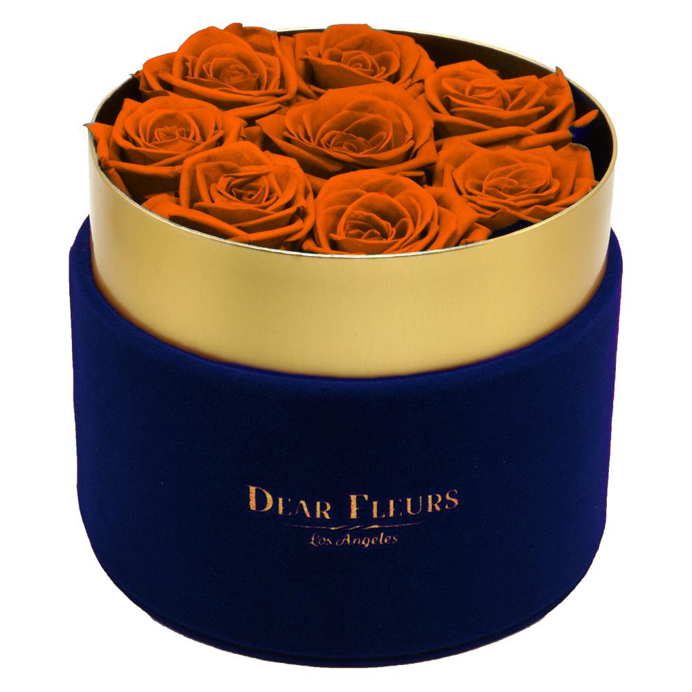 Dear Fleurs Small Velvet Roses Orange Small Velvet Roses - Blue Box