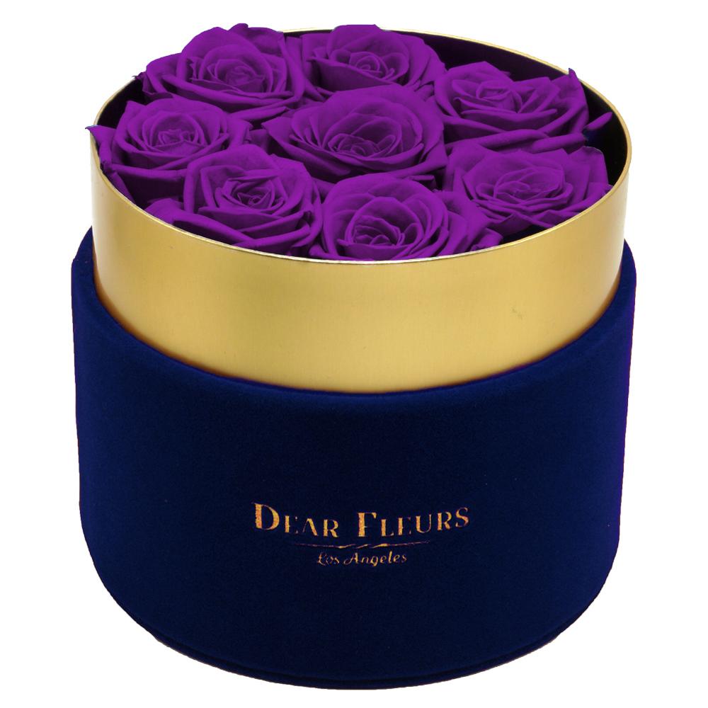 Dear Fleurs Small Velvet Roses Purple Small Velvet Roses - Blue Box