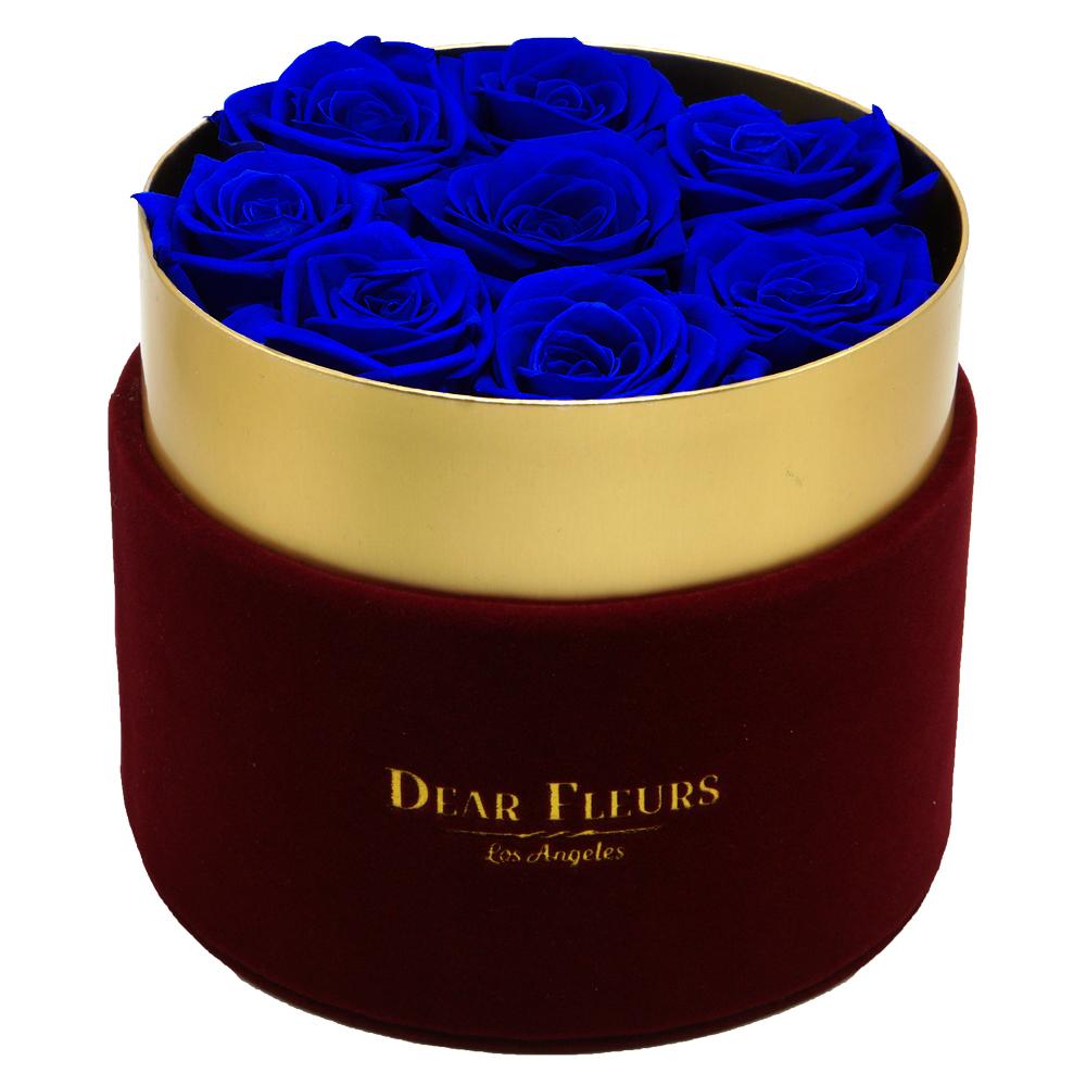Dear Fleurs Small Velvet Roses Royal Blue Small Velvet Roses - Red Box