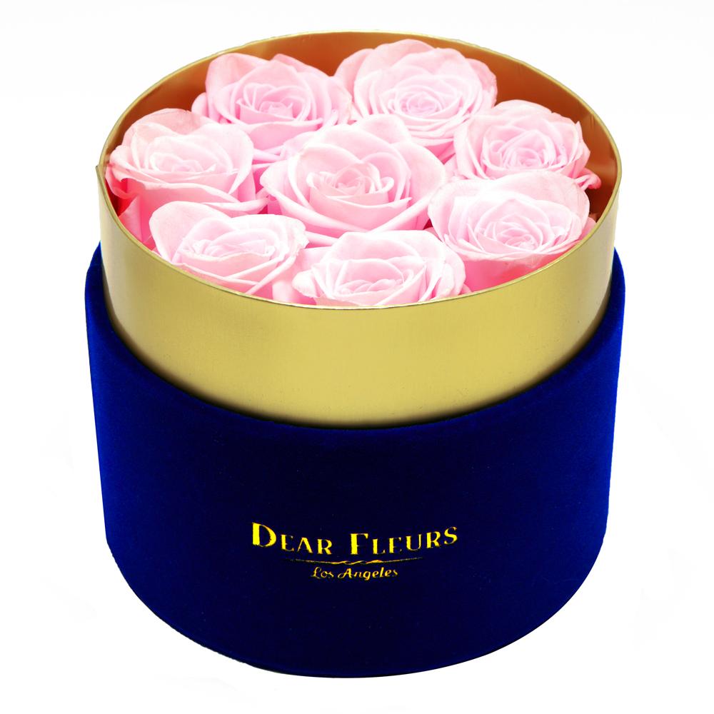 Dear Fleurs Small Velvet Roses Sweet Pink Small Velvet Roses - Blue Box