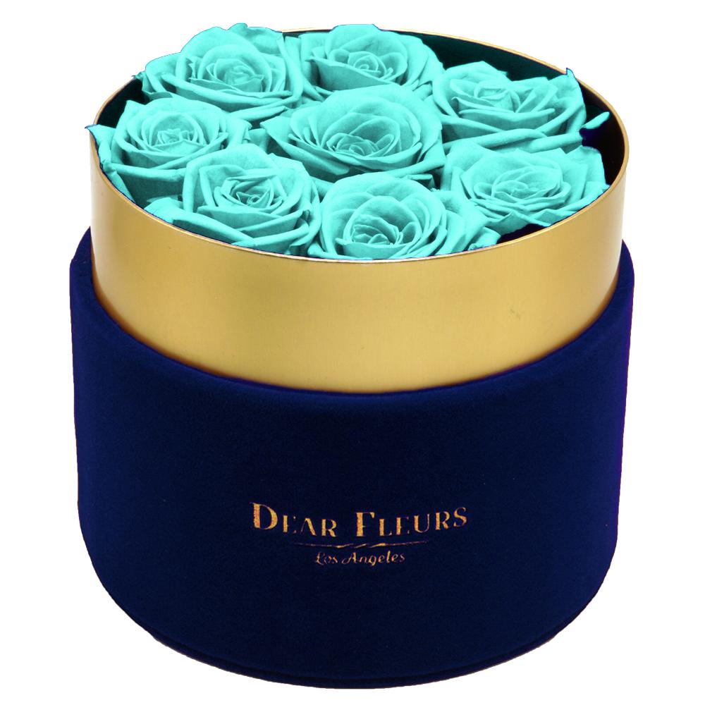 Dear Fleurs Small Velvet Roses Tiffany Blue Small Velvet Roses - Blue Box