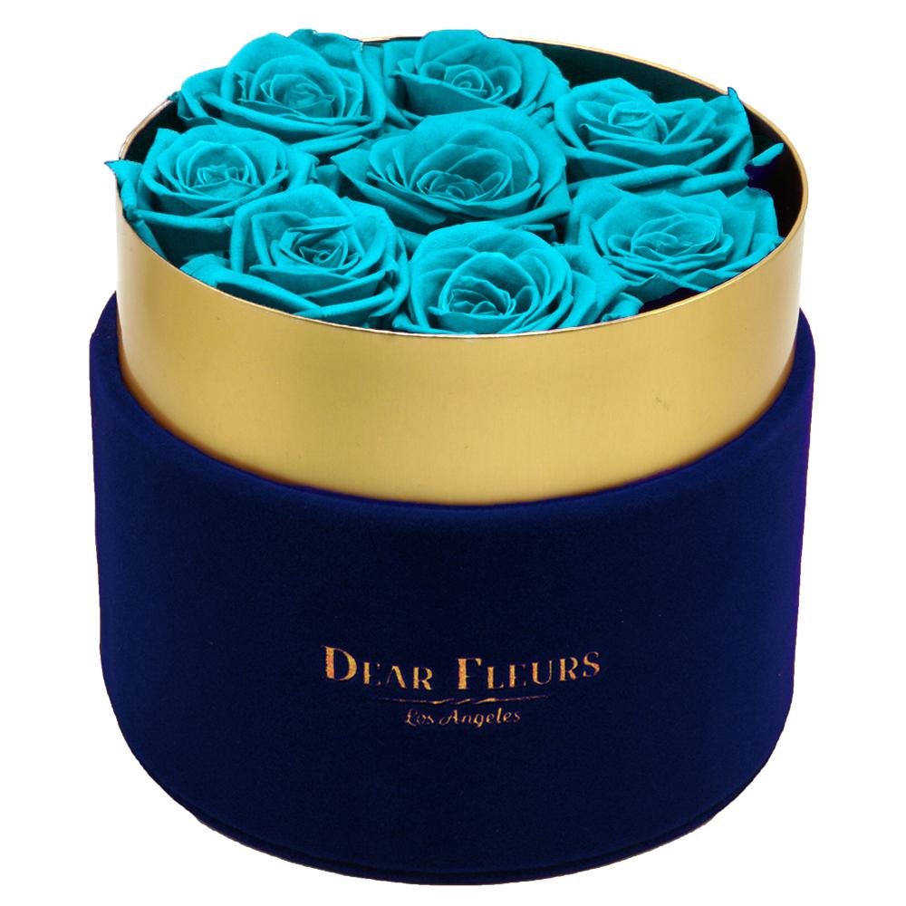 Dear Fleurs Small Velvet Roses Turquoise Small Velvet Roses - Blue Box
