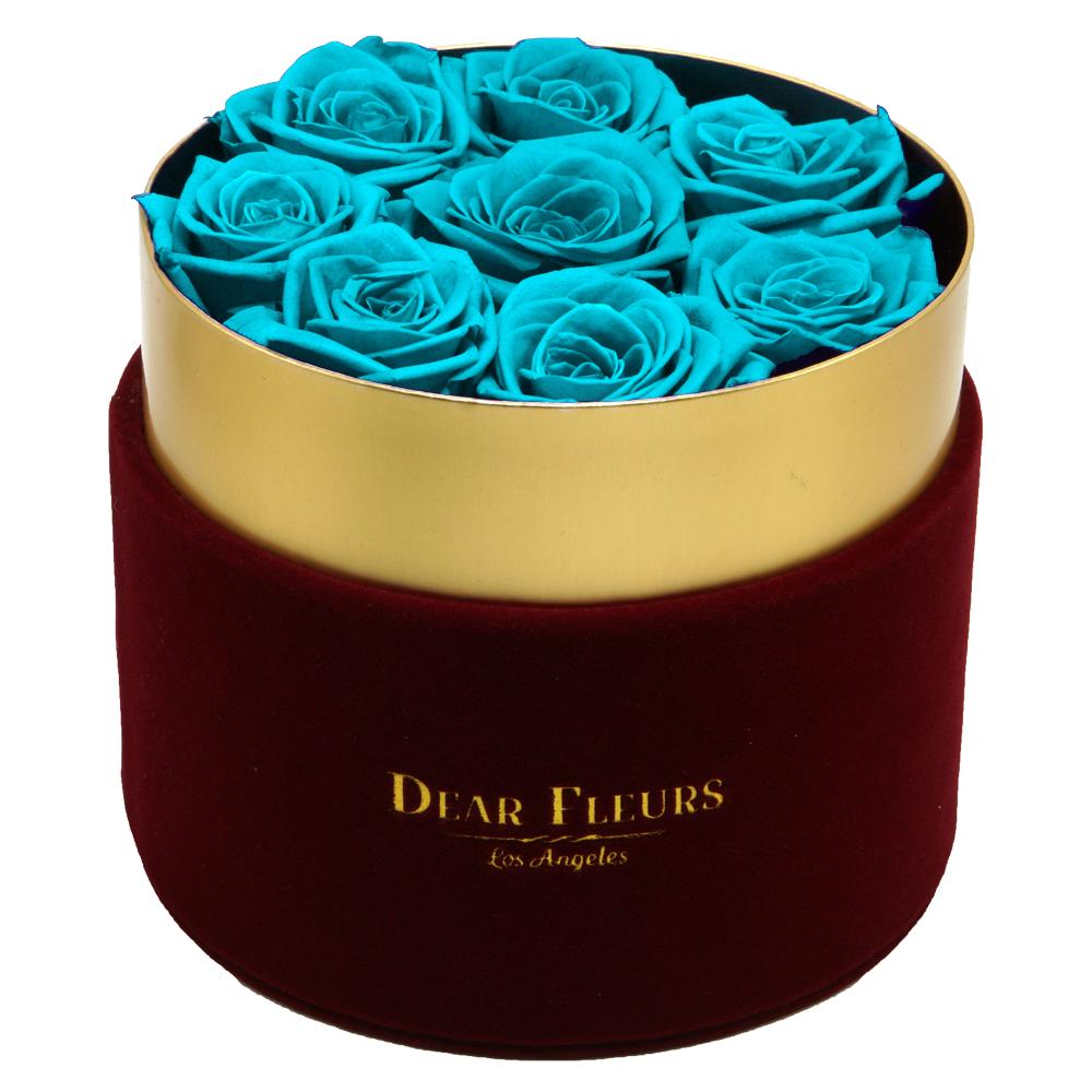 Dear Fleurs Small Velvet Roses Turquoise Small Velvet Roses - Red Box