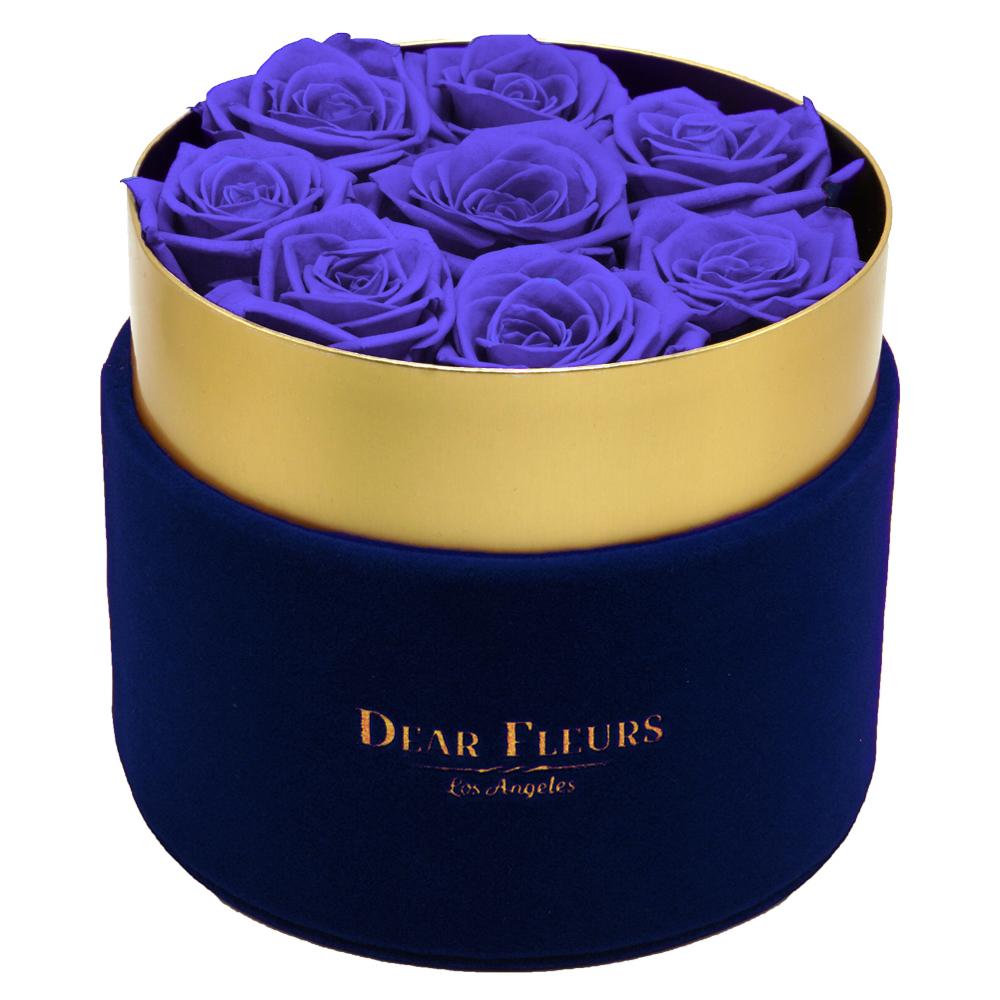 Dear Fleurs Small Velvet Roses Violet Small Velvet Roses - Blue Box