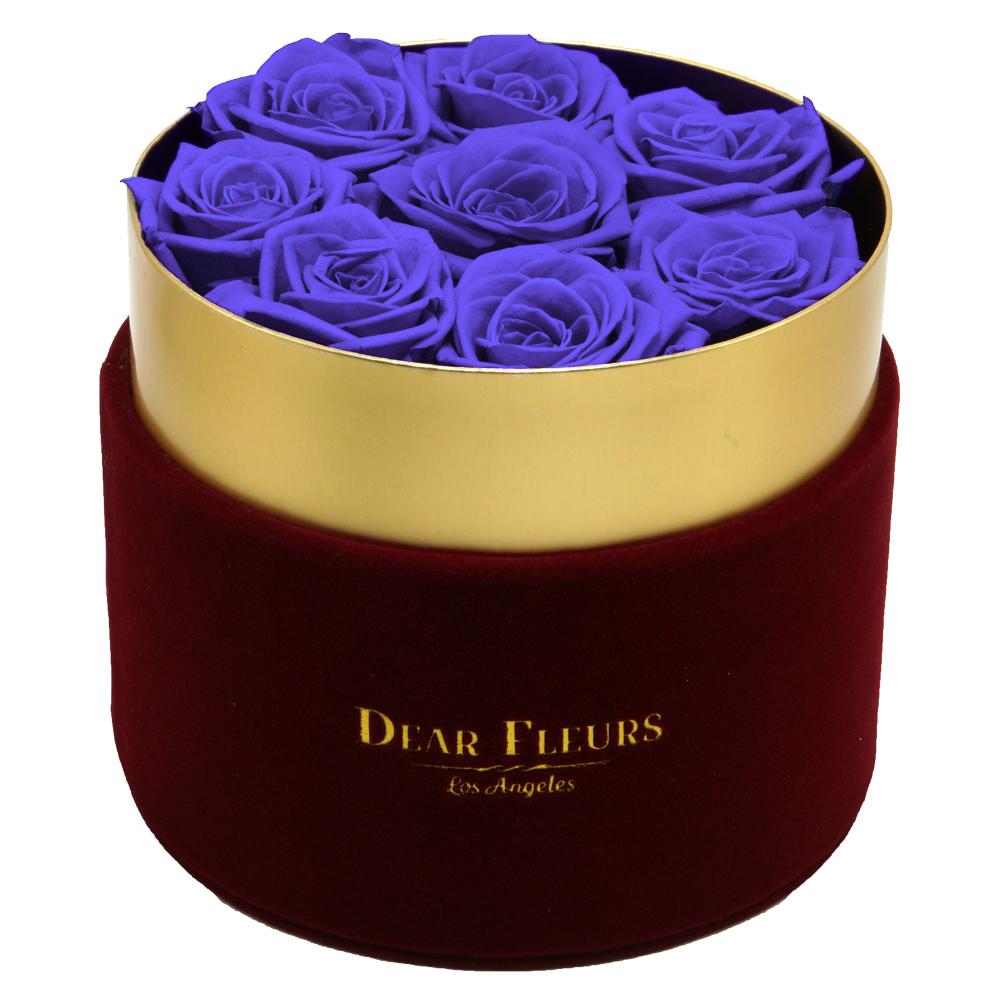 Dear Fleurs Small Velvet Roses Violet Small Velvet Roses - Red Box