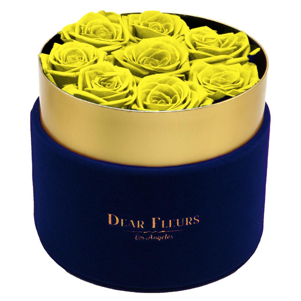 Dear Fleurs Small Velvet Roses Yellow Small Velvet Roses - Blue Box